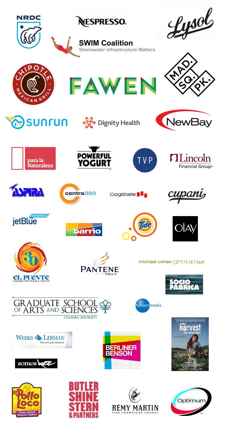 Clients that Language Divas have worked for, including NRDC, Nespresso, and Lysol